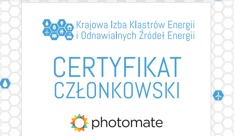 Photomate nowym członkiem Krajowej Izby Klastrów Energii i OZE